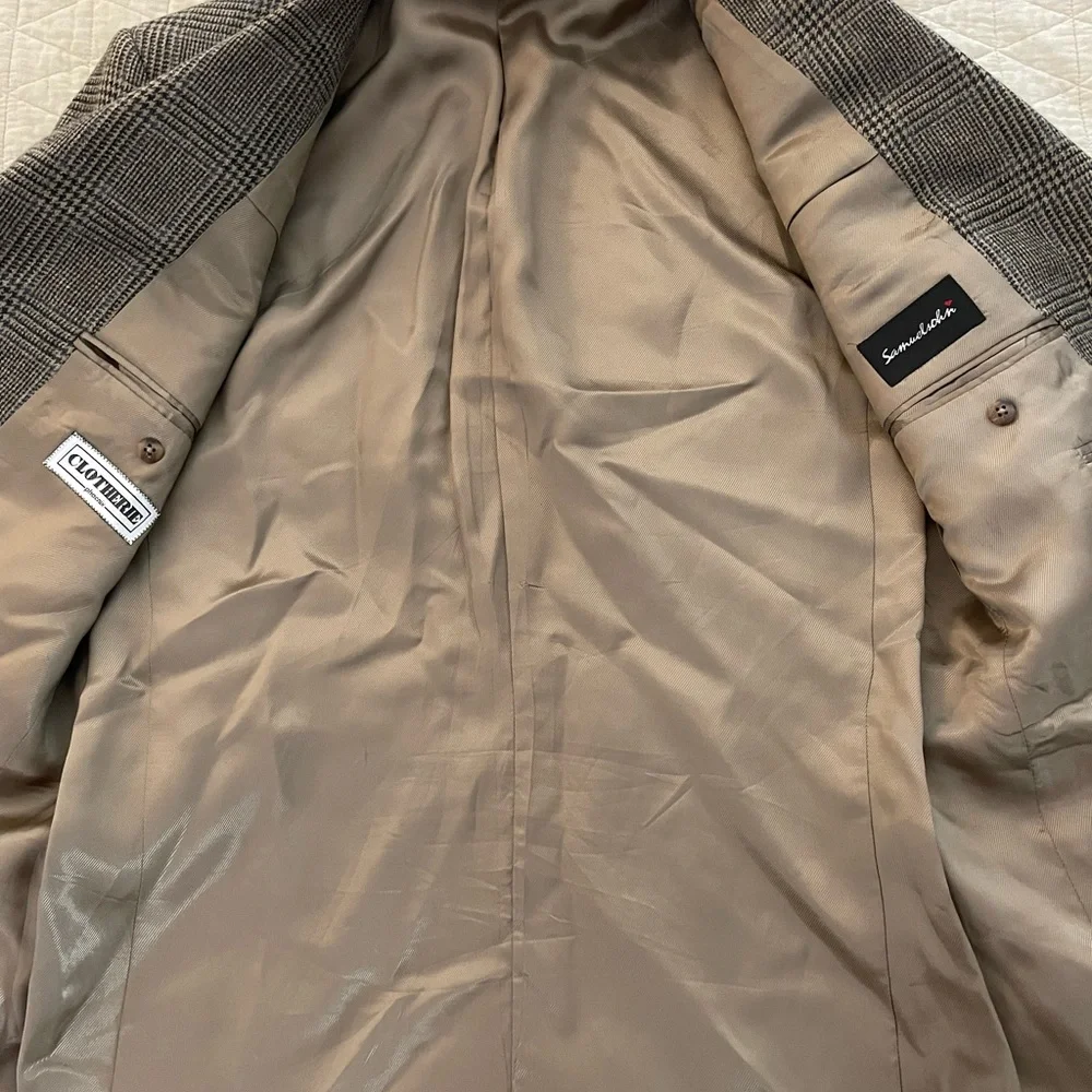 Samuelsohn Soft‎ Wool & Cashmere Plaid 3-Button SB Powell Jacket Size 40 R